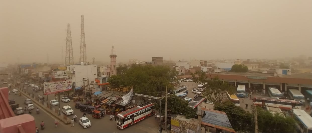 The earth was hot during the day, dusty storm in the evening