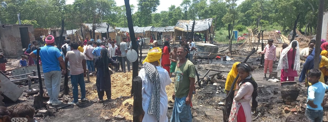 Two dozen huts burnt due to fire in Bhainsli Wala village