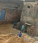 पुरानी बस्ती स्थित श्रीराम जानकी मंदिर तोड़कर किया जा रहा निर्माण।