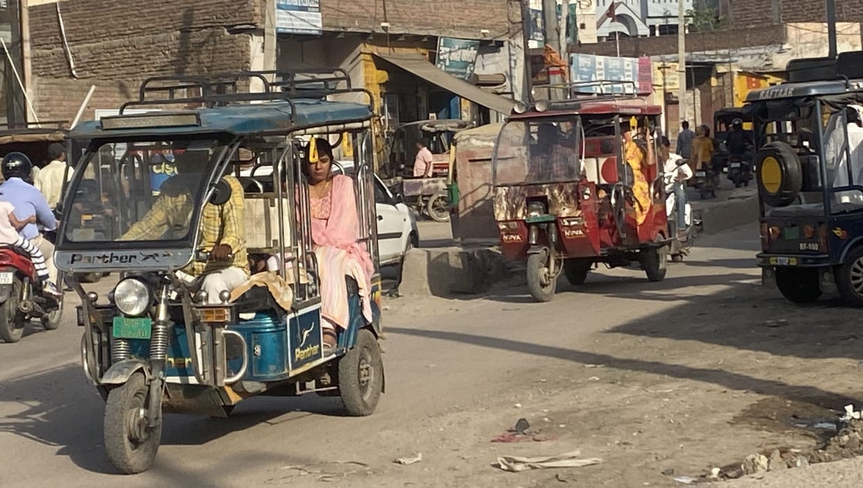 One and a half thousand e rickshaws running on the roads without number and driver's license