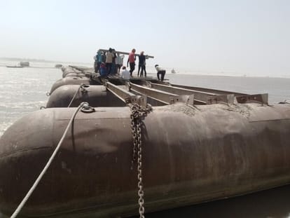 It is not built in time, but they definitely remove the pontoon bridge