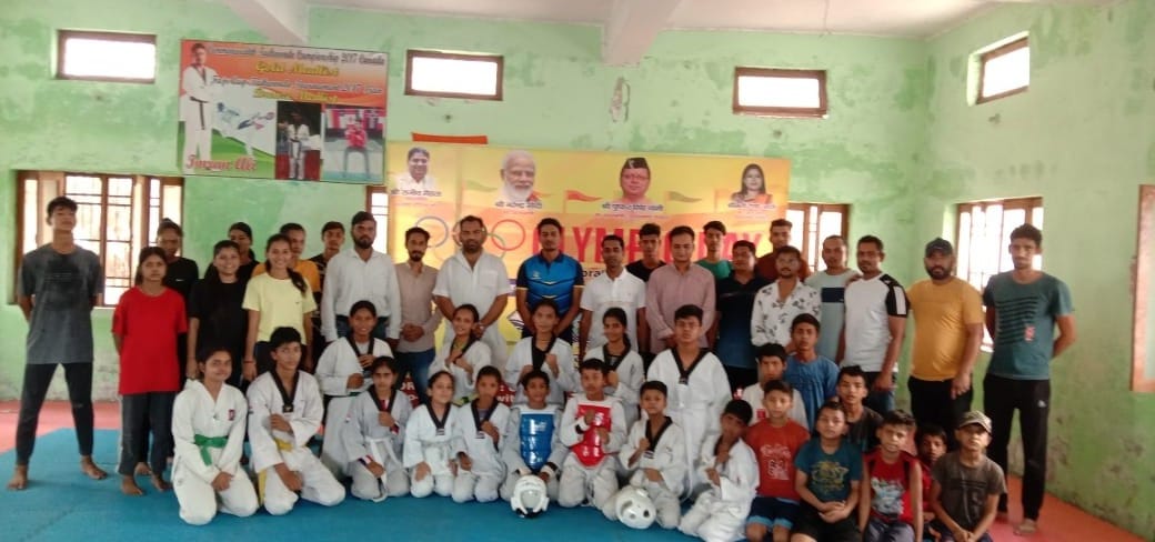 Children show strong punch and kick in Taekwondo