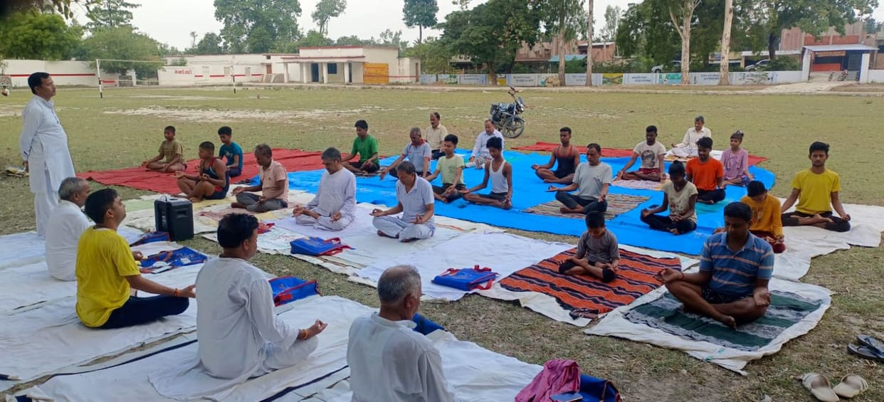 Healthy food and yoga