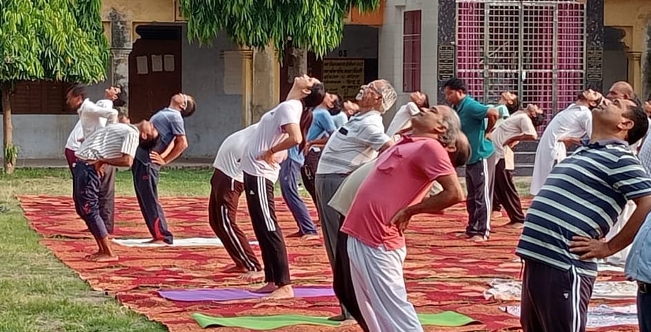 Yoga practice at many places on International Yoga Day