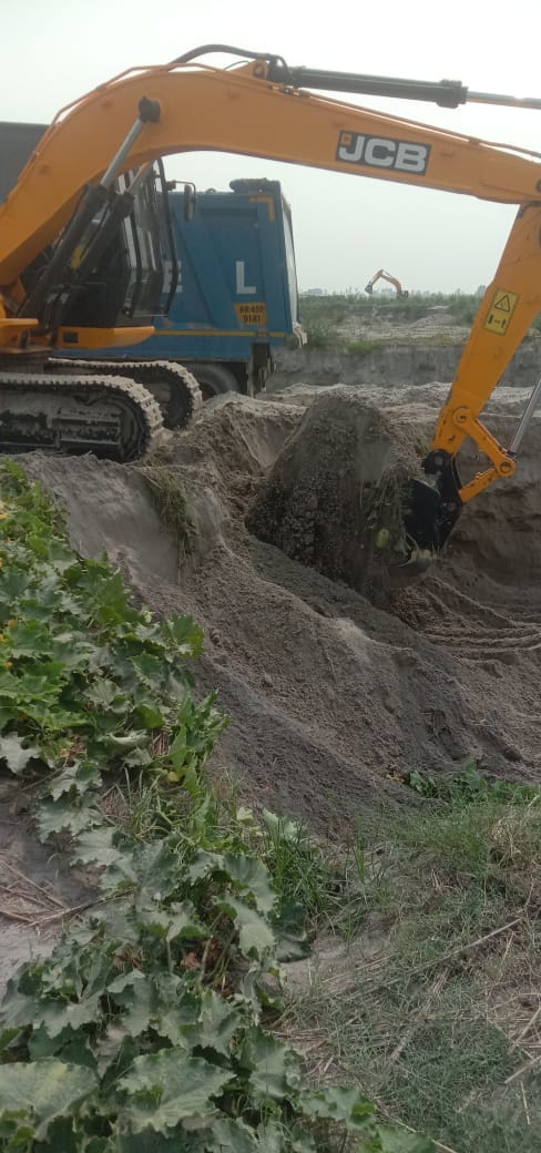 Soil raised from the field, farmers' vegetable crop destroyed