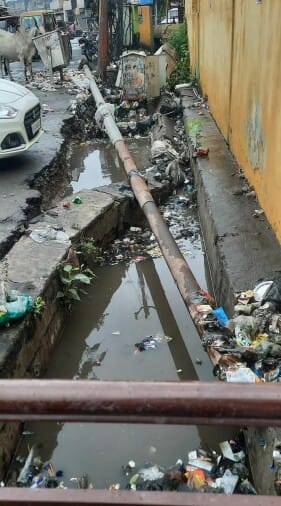 Two poles including transformer bent at Parshuram Chowk, power supply stalled