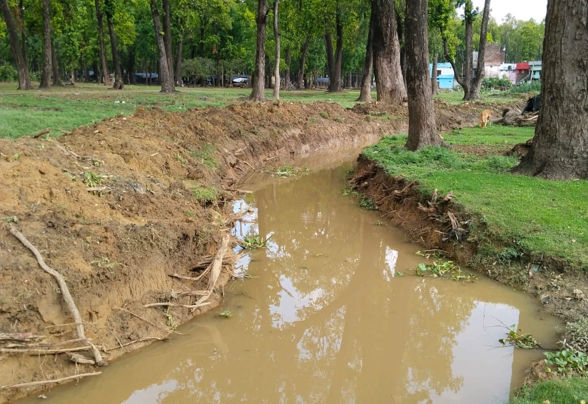 Constructed drains to drain rain water