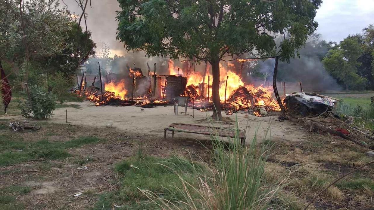 fire in hut