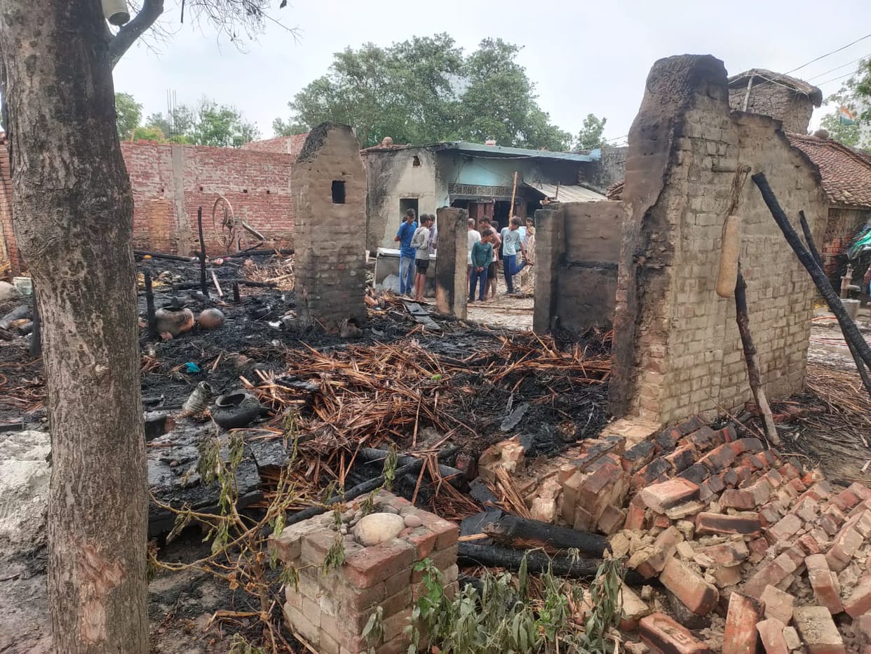 residential hut burnt to ashes