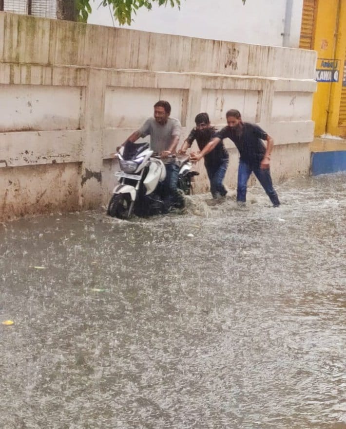 Humid heat caused sweating during the day, relief from rain in the evening
