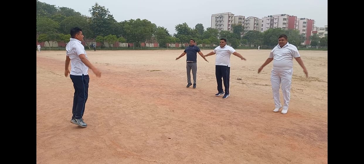 Policemen sweating to reduce belly