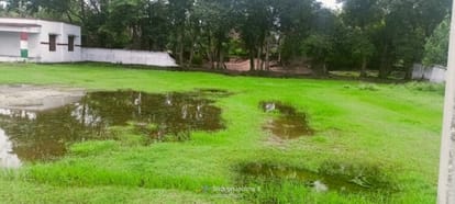 Teaching work affected due to waterlogging in the school premises