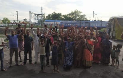 Demonstration against railway in Bisalpur