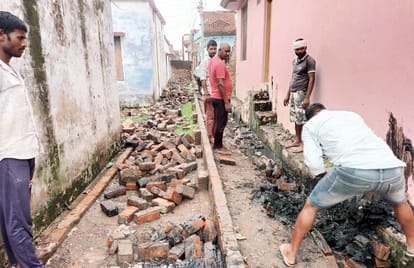 school boundary wall collapsed due to heavy rain