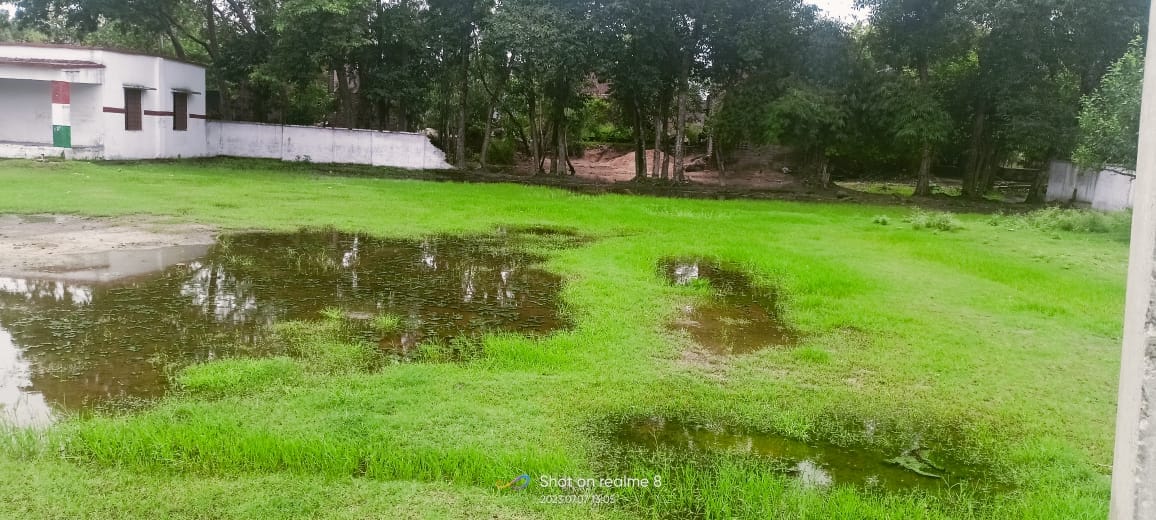 Teaching work affected due to waterlogging in the school premises