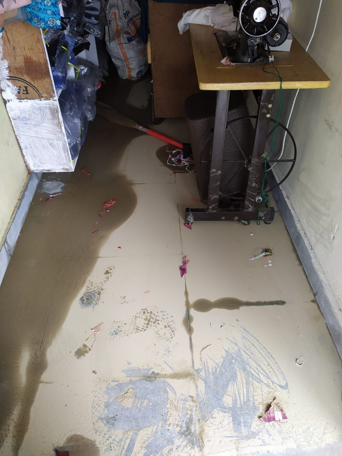 Rain water and silt entered houses and shops