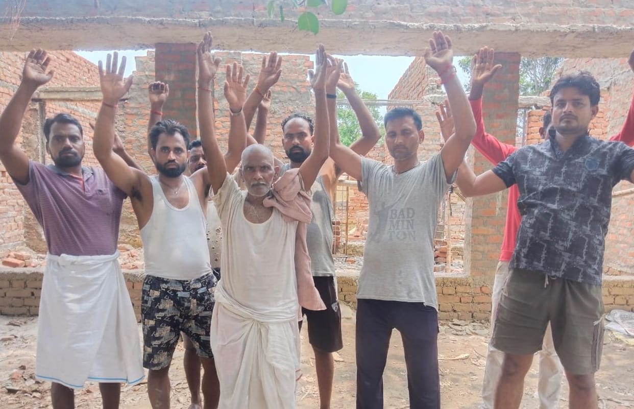 Villagers protested against the contractor