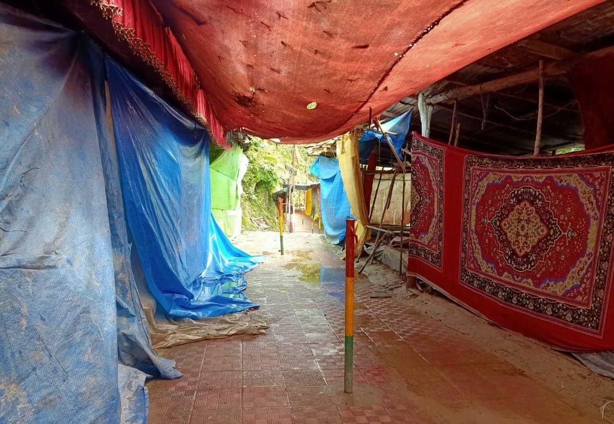 Locks on shops hanging for the first time in 10 years in Purnagiri Dham