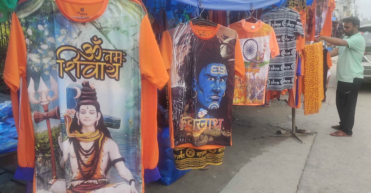 Namah Shivay, Jai Mahakal and Jai Hindutva T-shirts in the market