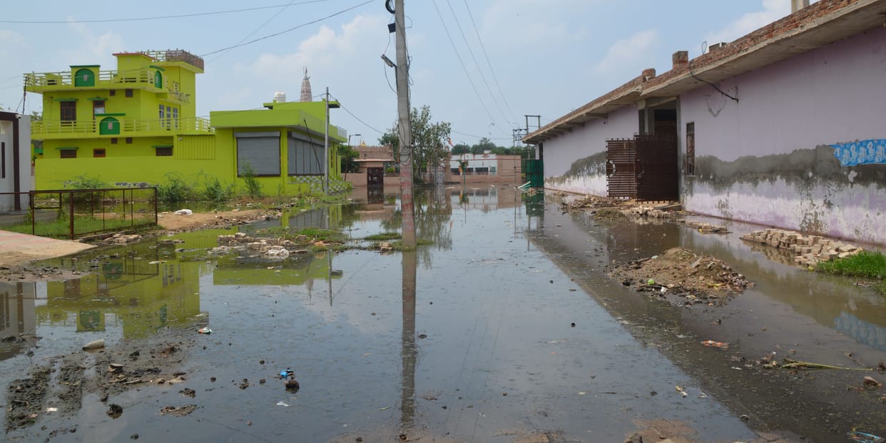 Even after 96 hours rain water is accumulated in the streets of wards and colonies