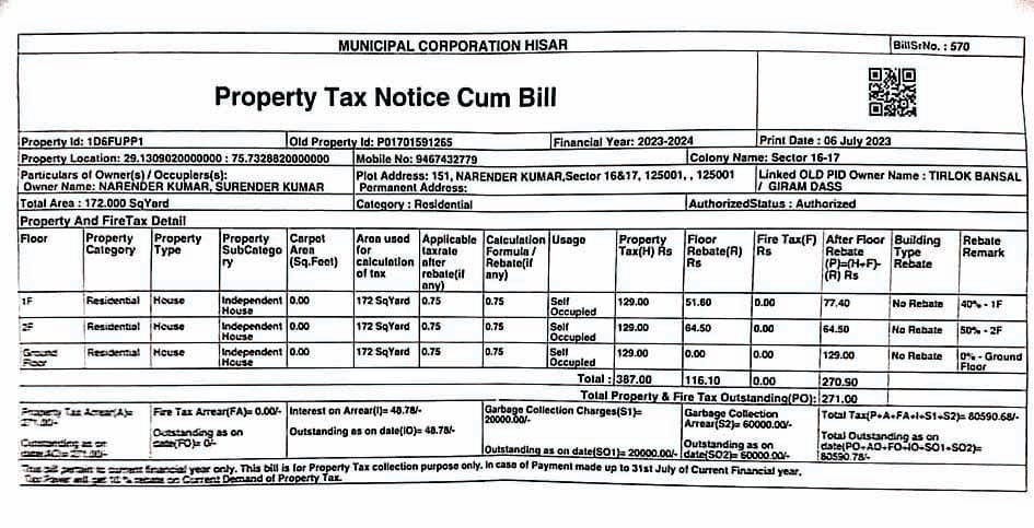 Property tax bills started being distributed in the city, tax Rs 387 and garbage fee 80 thousand, one storey building shown three storey