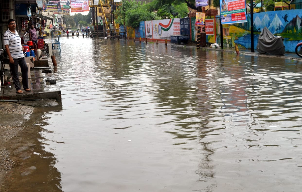 Water in the city after two hours of rain