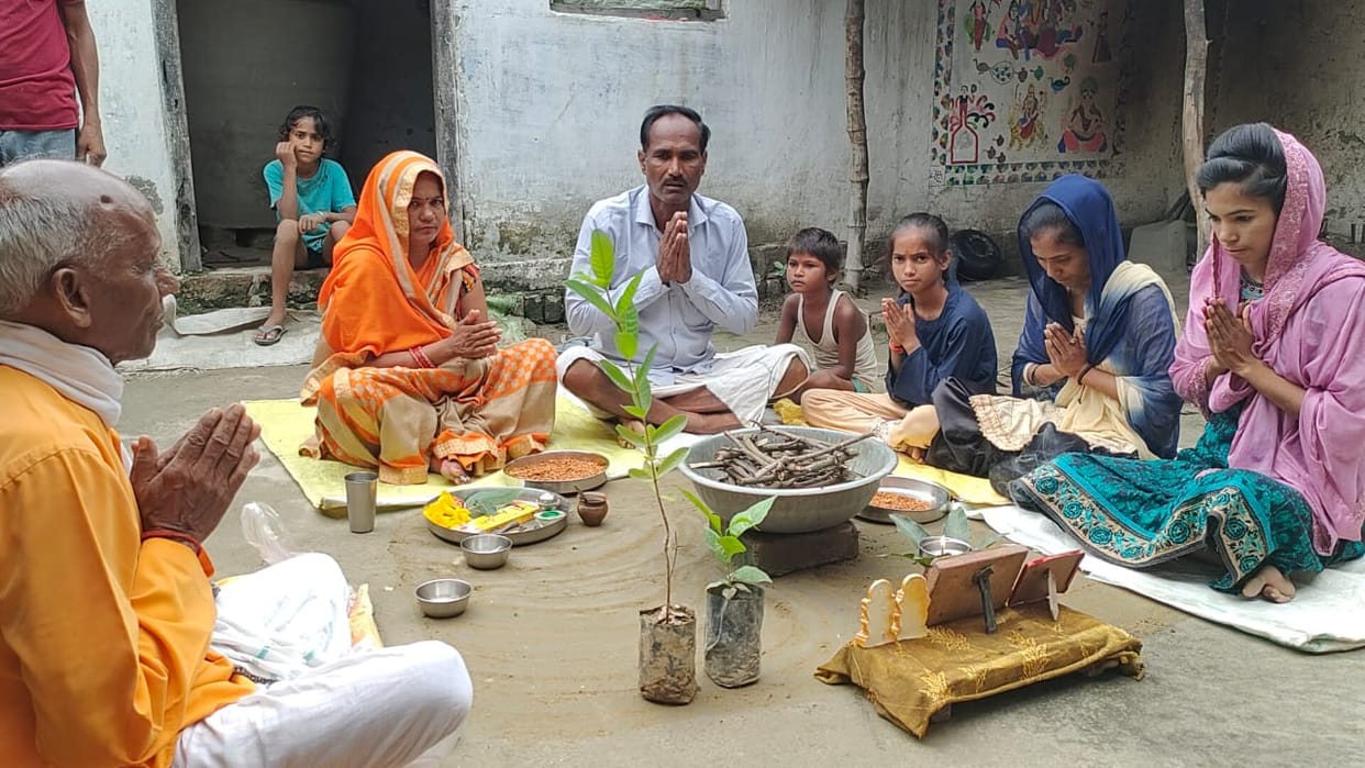 House-to-house yagya and tree worship took place