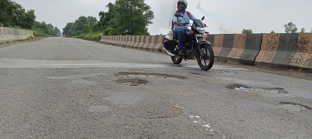 Potholes in the bridges of Assam Highway, jerks in vehicles