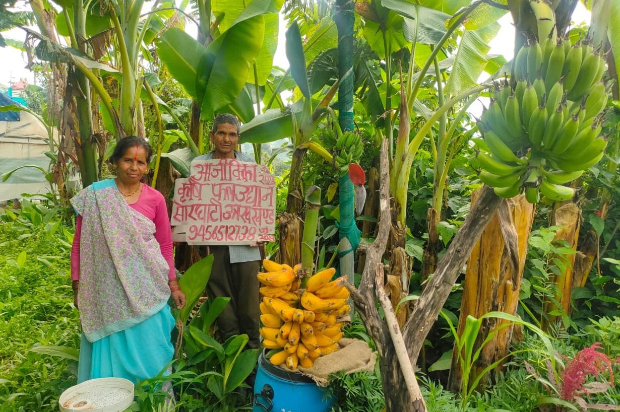 Prakash is encouraging the villagers for banana cultivation