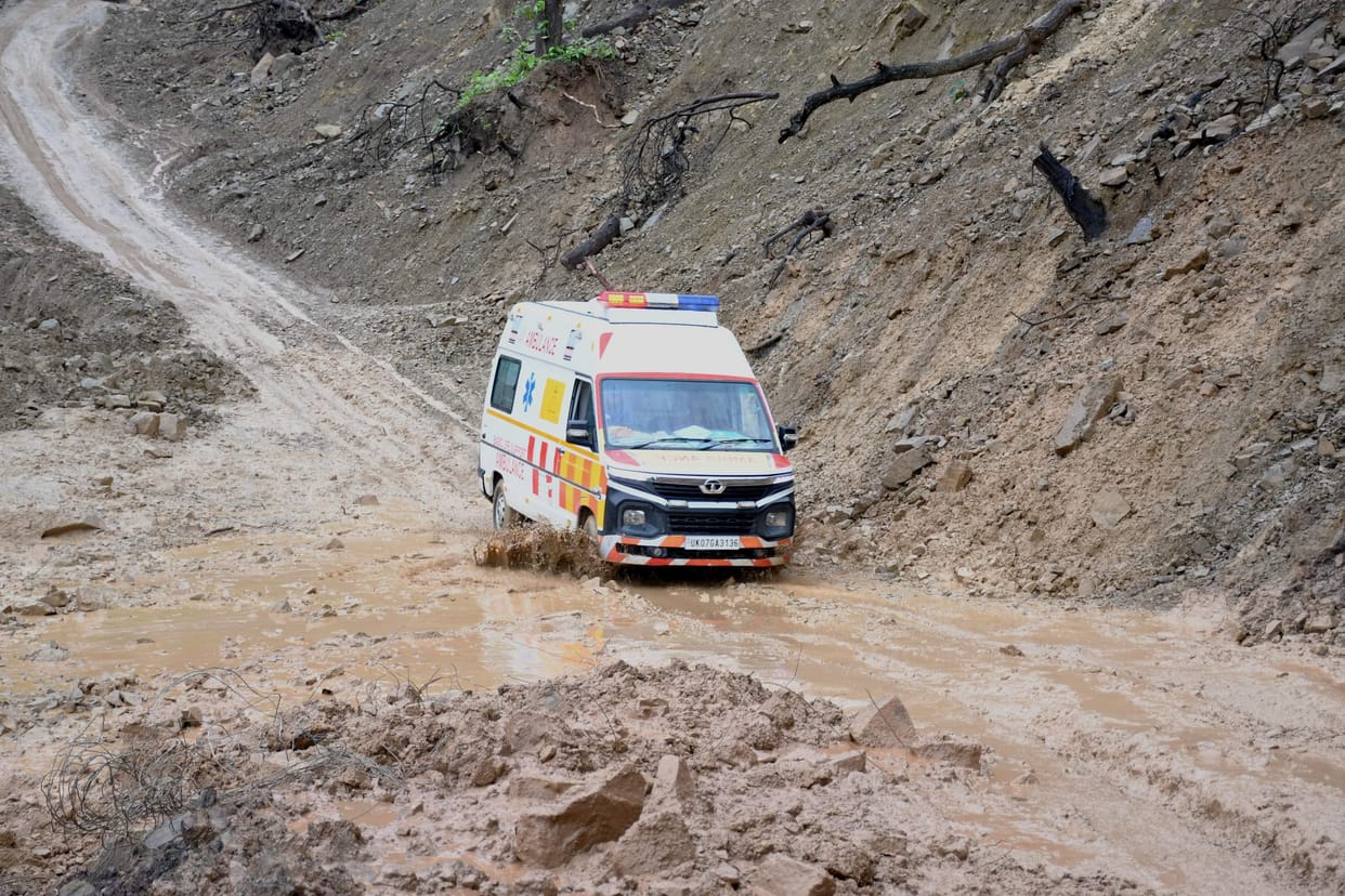 108 ambulances stuck on Haidakhan Road