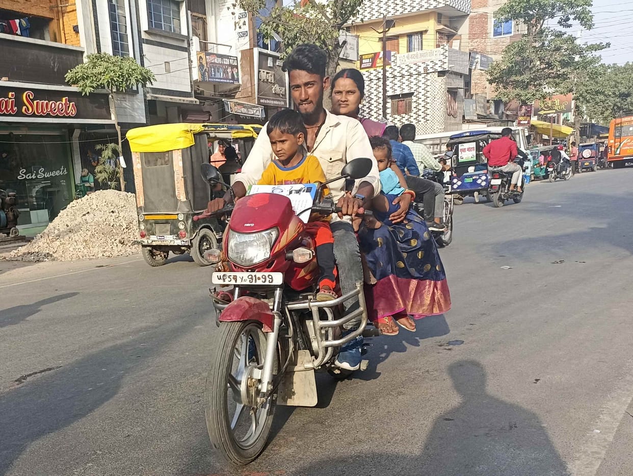 Triple ride on bike is heavy on life