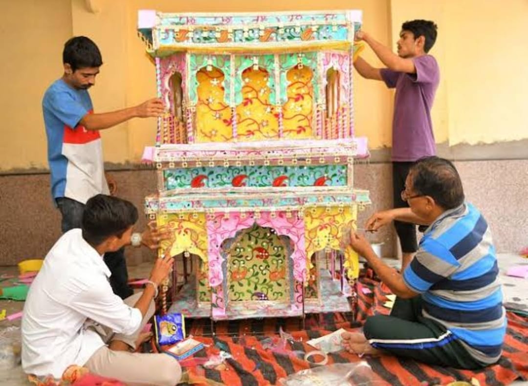 Artisans making Tazia for Moharram festival in Baghnagar.
