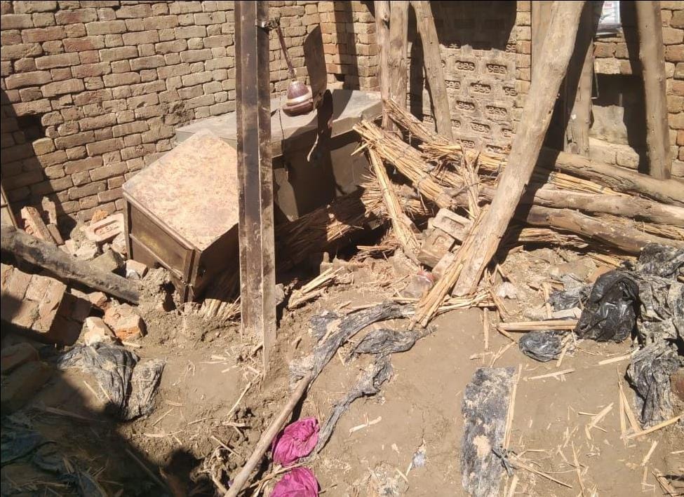Woman and three children injured due to falling debris