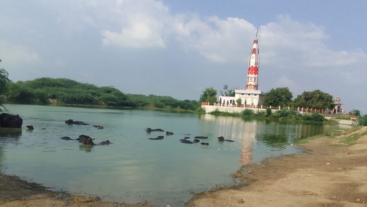 Village Samaspur's johad is waiting for construction of pucca ghat and boundary wall