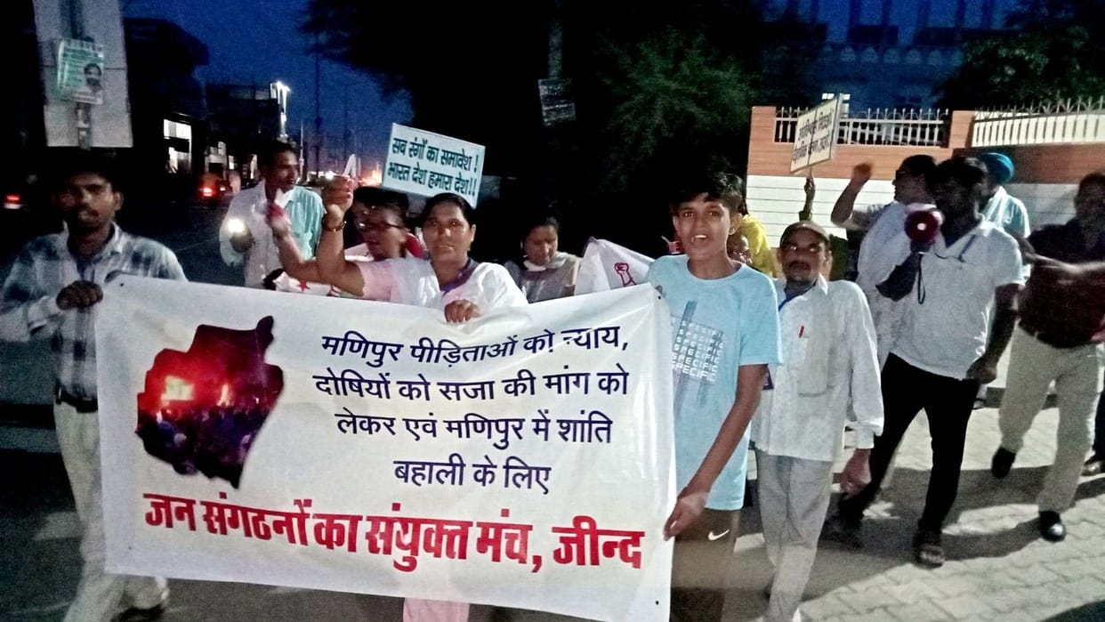 People's organizations take out candle march to protest against the incident in Manipur