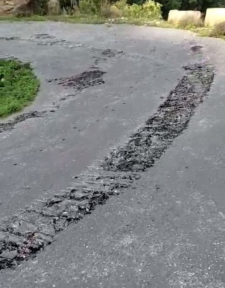 Cracked hill in Dobat of Dharchula due to heavy rains