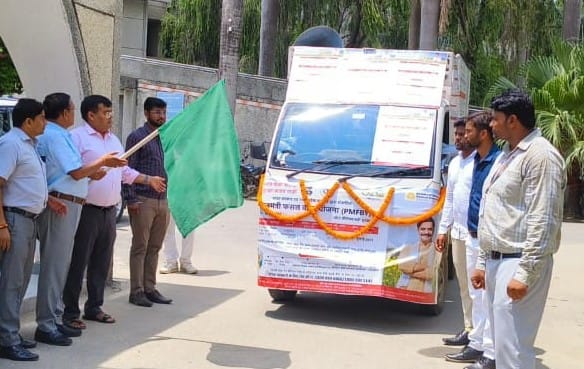 Awareness vehicle left from collectorate to get crop insurance