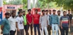 बिसौली कोतवाली के सामने प्रदर्शन करते करणी सेना के कार्यकर्ता।
