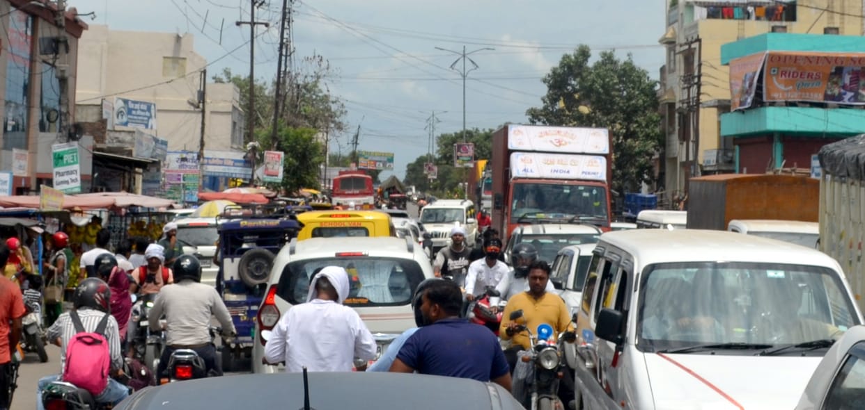 People struggled with jam on Meerut-Karnal highway throughout the day