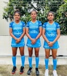 भारतीय जूनियर महिला हॉकी टीम के लिए चयनित सोनीपत की प्रीति, साक्षी, राणा व मंजू चौरसिया। 