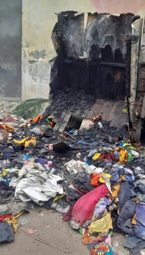 Miscreants set fire to kiosks, burnt cash and goods