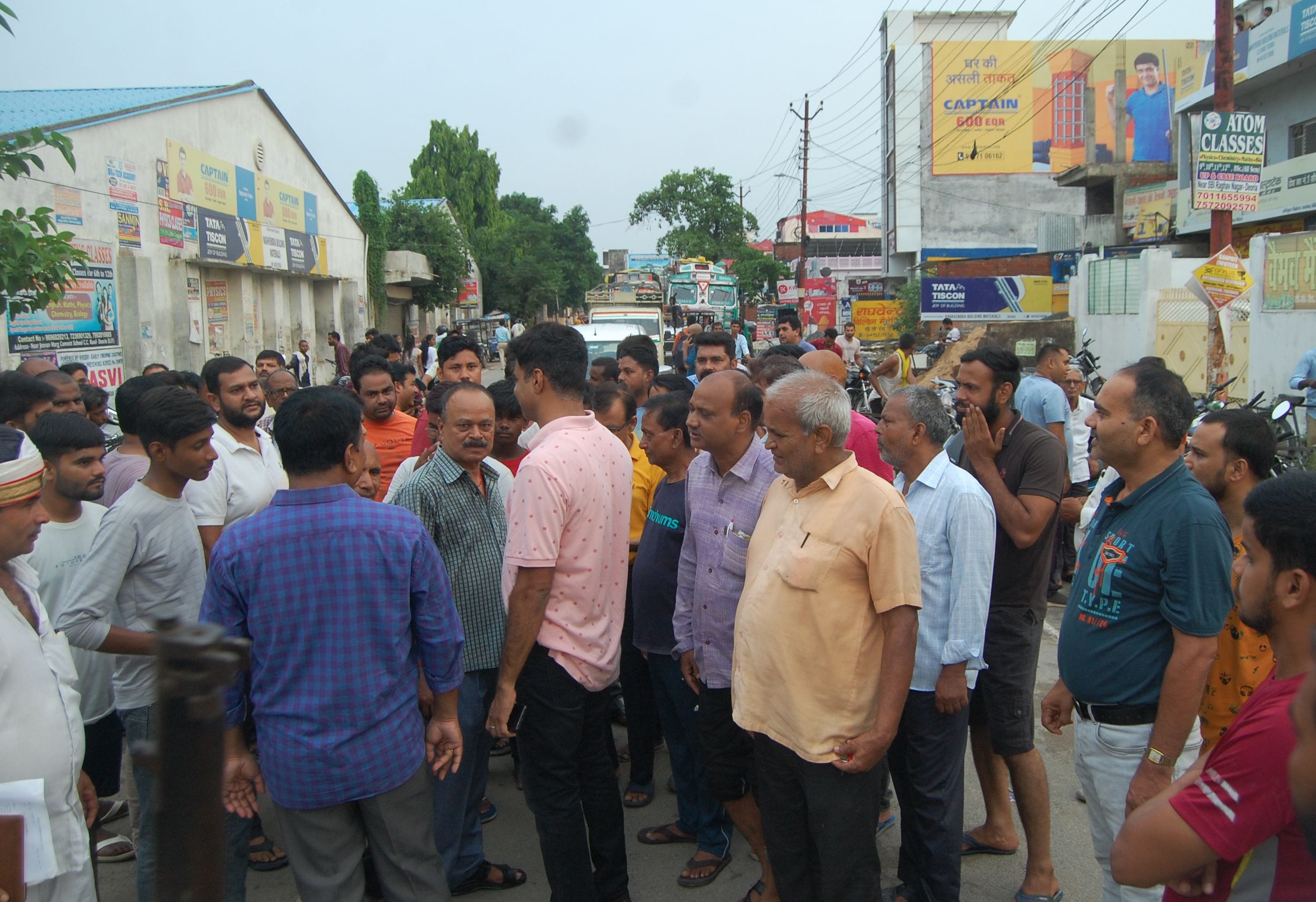 Angry people protested by jamming the road due to power cut and blowing transformer