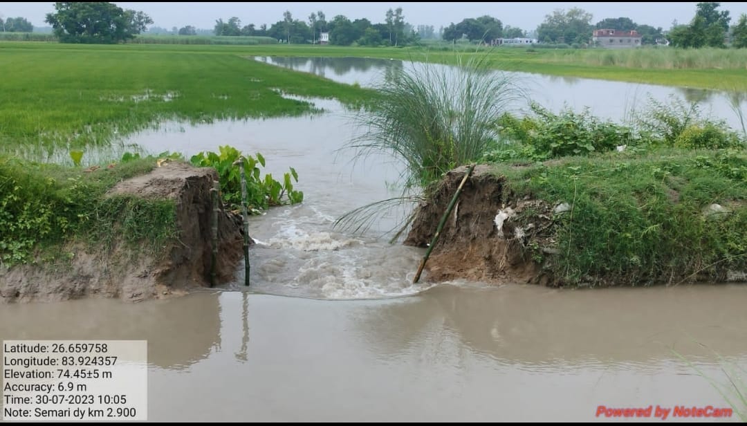 Bullies cut Semri Rajwaha, hundreds of acres of crops submerged