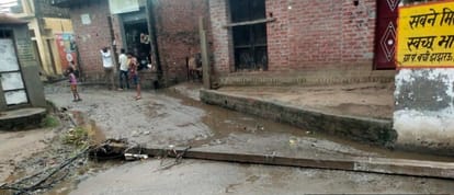 Two electric poles were broken in left Jhajhrau village, cable is hanging