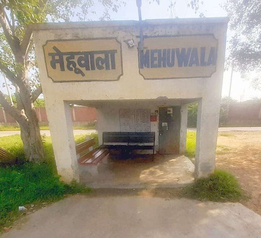The dilapidated village Mehuwala's railway halt on the verge of collapse