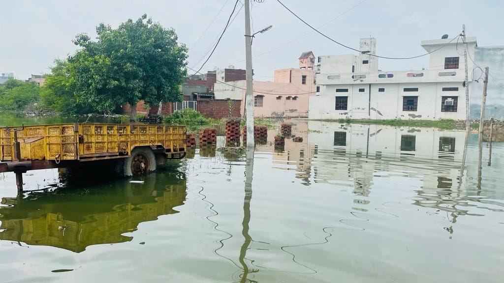 Even after four days there was no drainage of rain water in the native village of General VK Singh