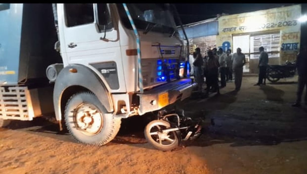 A dumper full of stones dragged the bike 40 feet, the bike driver died