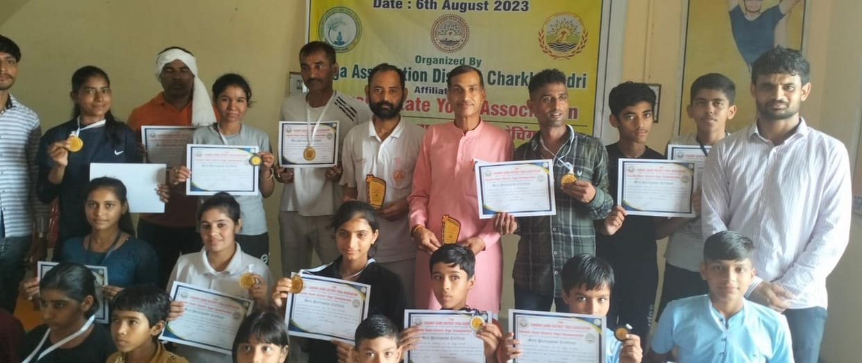 In the yoga competition, Harshit stood first among boys and Sakshi stood first among girls.