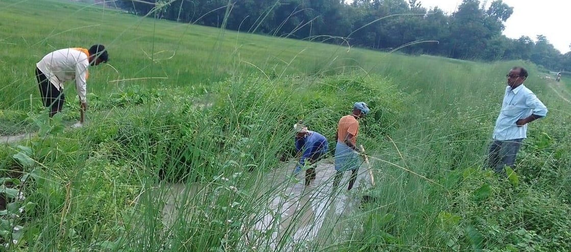 Irrigation was done by tying canal, cleaning done on complaint