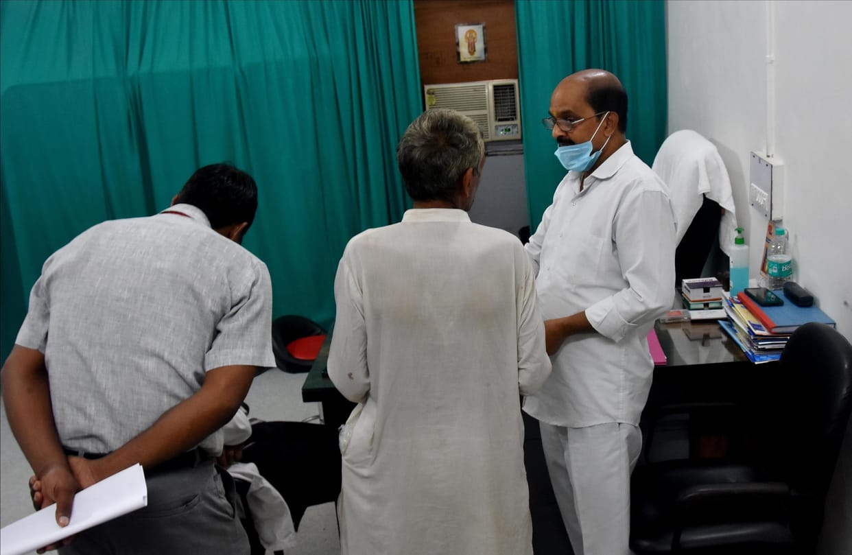 Patients queue outside OPD waiting for doctors